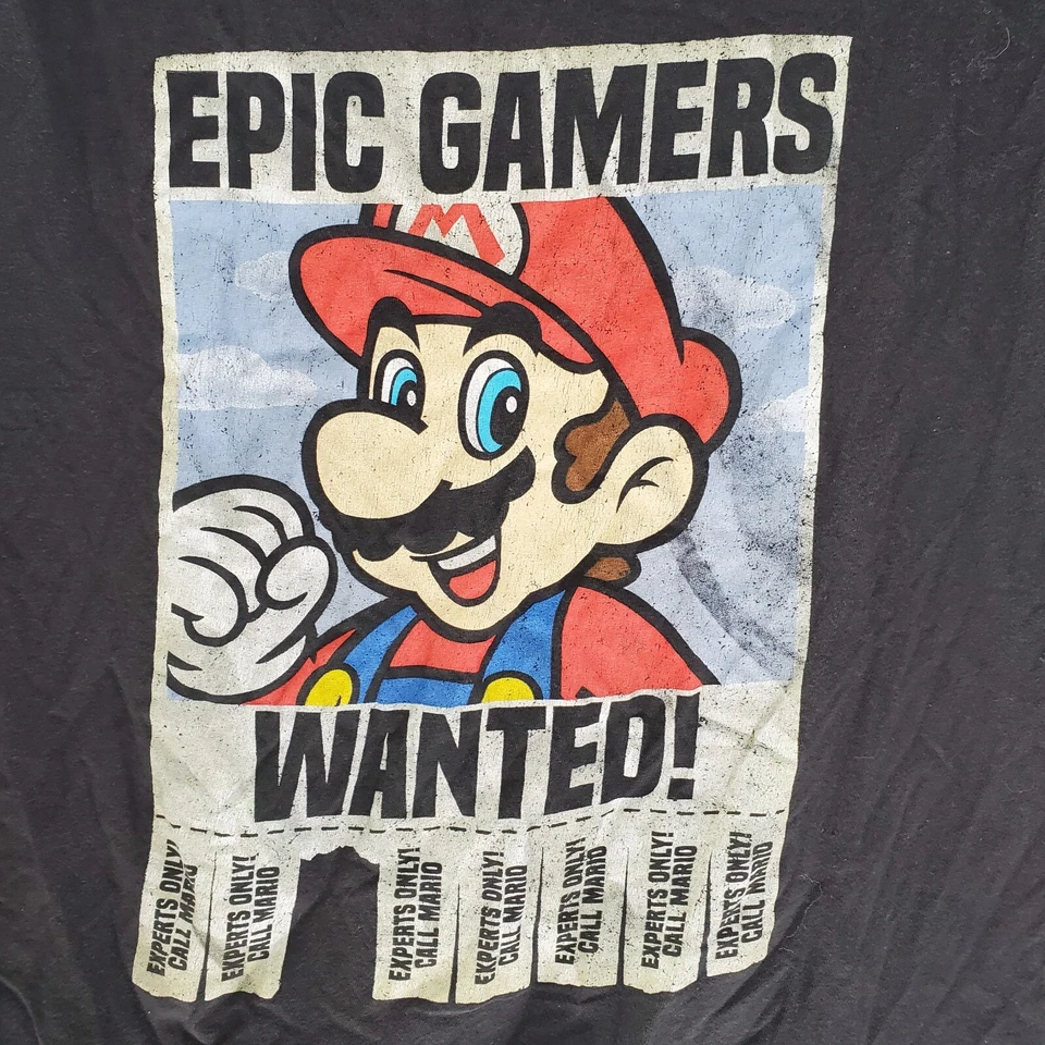Top Super Mario Boys XL negro gráfico épico jugadores buscados expertos solo LEER Foto 2 de 4