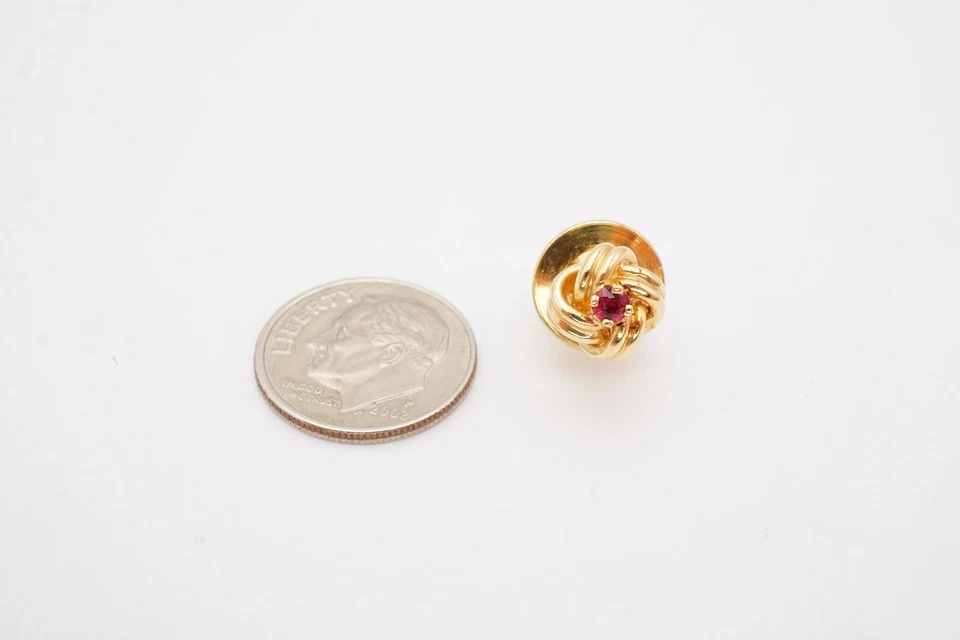 14k Yellow Gold Lab-Created Ruby Tie Tack - Image 3 of 4