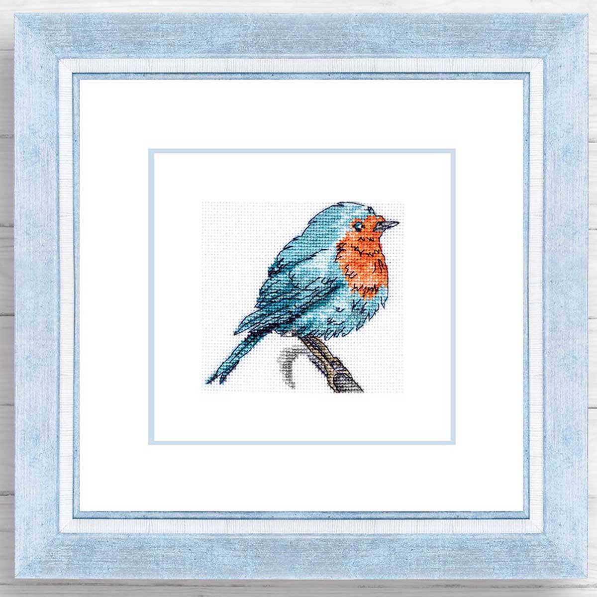 Luca-S counted cross stitch kit with frame ""Bluebird"", 23x23,5cm, DIY