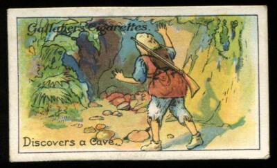 Tobacco Card, Gallaher, ROBINSON CRUSOE, 1928, Discovers a Cave, #49