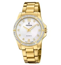 FESTINA MADEMOISELLE WOMEN'S GOLD STEEL AND ZIRCON WATCH F20596/1