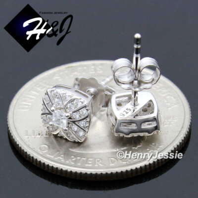 Orecchini Push Back Unisex Orecchino Uomo Donna In Argento Sterling 925 Con CZ - Diametro 7mm, Stile Bling Hip Hop, Nuovo Orecchino Hip Hop Iced Argento Orecchini Push Back Unisex Orecchino Uomo Donna In Argento Sterling 925 Con CZ - Diametro 7mm, Stile Bling Hip Hop, Nuovo Orecchino Hip Hop Iced Argento