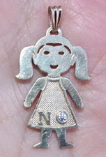  VINTAGE 14K GOLD FILLED N INITIAL PENDENT BABY SHOWER BIRTHDAY  GIFT 