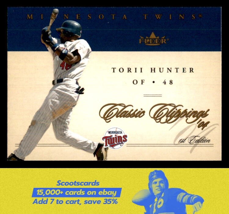 2004 Fleer Classic Clippings Torii Hunter First Edition SN119/150 card #48