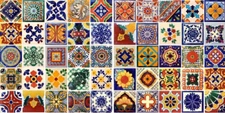 50 Assorted 4x4 Tiles Handmade Hand Painted Talavera México Tile #001