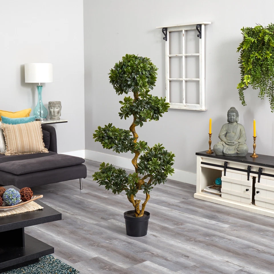 Árbol Pittispourm artificial de 5’ UV (interior/exterior) decoración del hogar. Venta al por menor $324 Foto 2 de 4