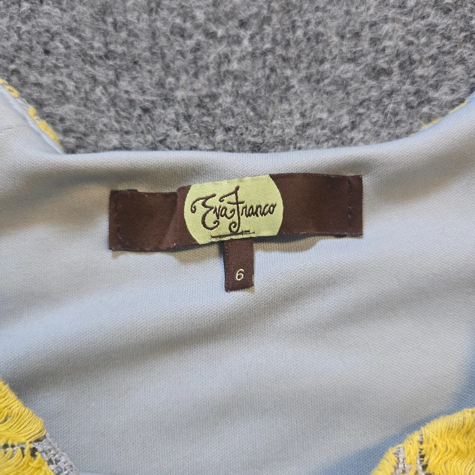 Vestido Eva Franco Mujer Talla 6 Amarillo Encaje Seda Floral Acanalado Elastizado Cóctel Foto 4 de 4