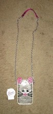 Girl's jeweled mouse cell phone case holder with chain