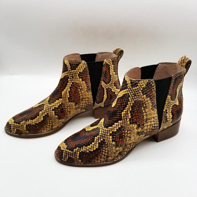 Madewell Women  The Carina Snake Embossed Leather Boots Size 7 Brown