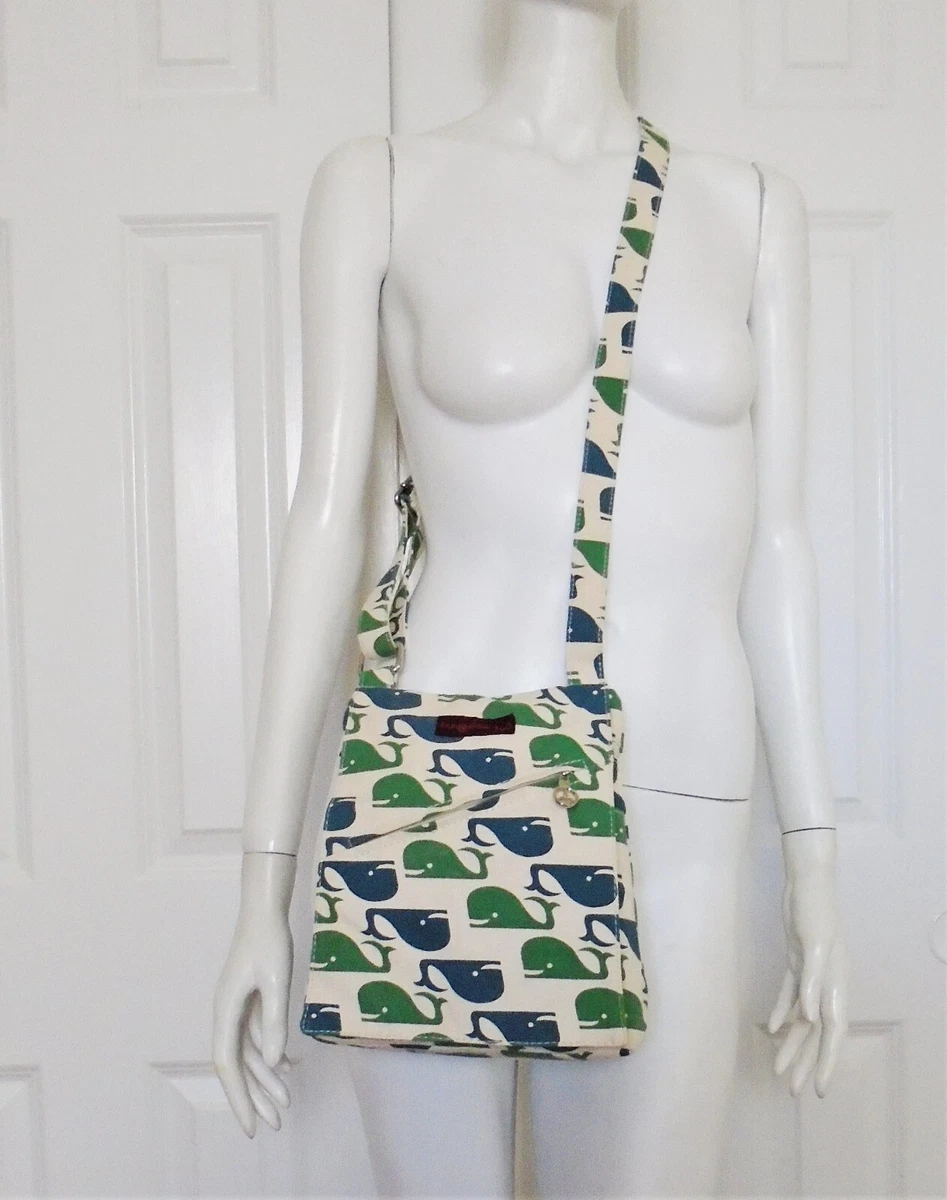 Bungalow 360 Small Natural Whale Peace Cotton Canvas Crossbody Messenger Bag