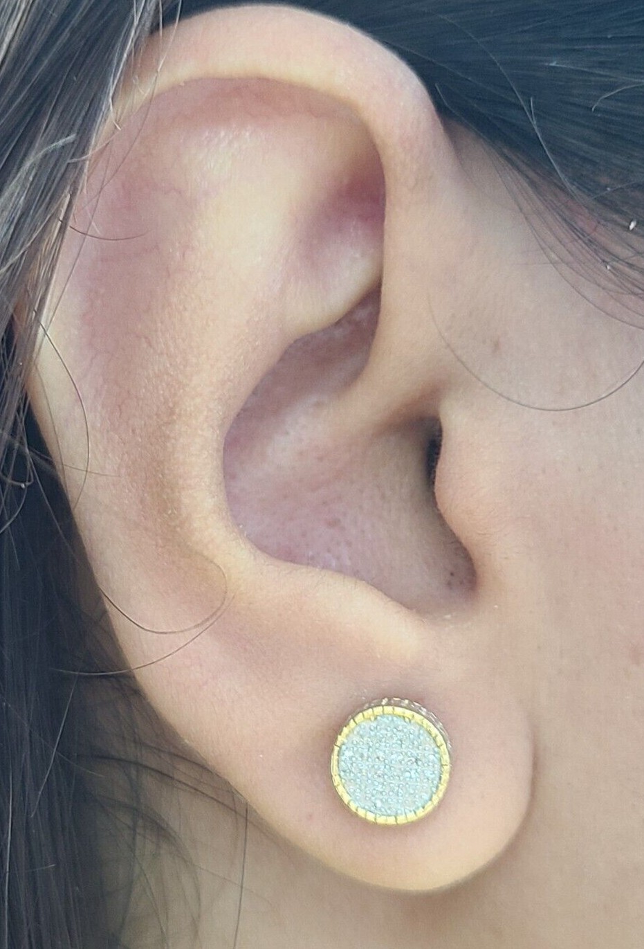 Deal! 10K Gold 0.15ctw Genuine Natural Pave Diamonds Round Studs Earrings