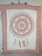 Levtex Baby Little Feather Coral Crib Comforter/Blanket Coral, Cream, Gold 36x45