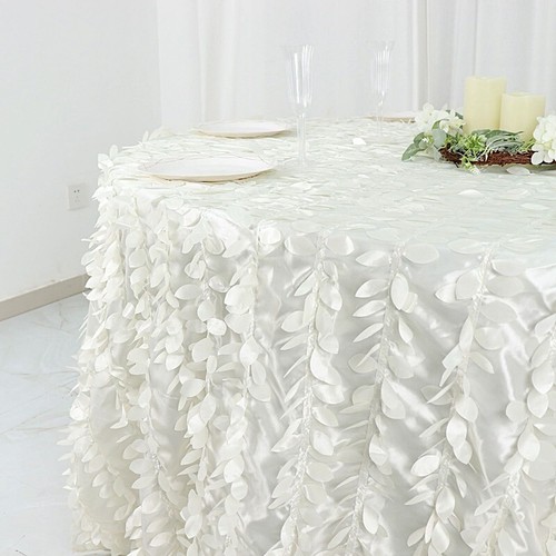 132-Inch TAFFETA ROUND TABLECLOTH Leaf Petals Design Wedding Decorations - Picture 7 of 89
