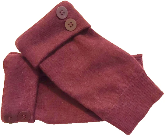 FINGERLESS GLOVES MAROON RED 100% MERINO WOOL S - M SMALL - MEDIUM ARM WARMERS