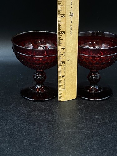 Imperial Early American Hobnail Rubin Red Sherbet Brille SET 2 - Bild 3 von 11