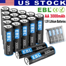 Lot EBL 3000mAh 1.5V AA Lithium Batteries Constant Volt Double A Battery USA
