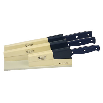 Wilkinson Sword by Fiskars Self-Sharp 3 Knife Set & Holder Blue AS-IS READ ALL