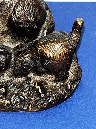 Estatuilla de bronce vintage de gato gatito escultura estatua pisapapeles de metal 3" - Imagen 2 de 9