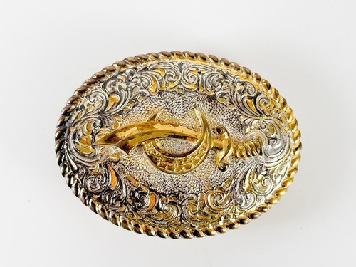 RARE Crumrine Belt Buckle Shriners Sword Vintage Gold SilverPlate Jeweler Bronze - Picture 2 of 8