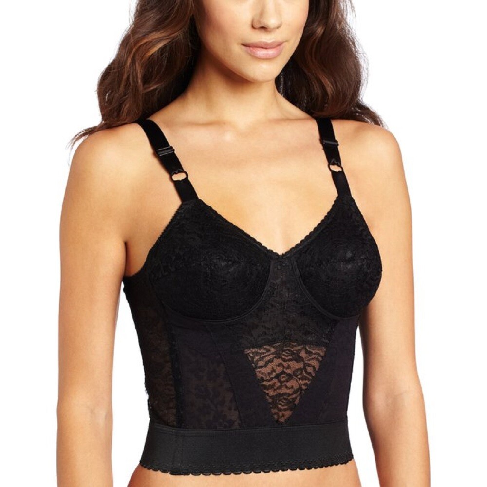 Rago Style 2202 Long Line Firm Shaping Expandable Cup Bra, Black, 36 C
