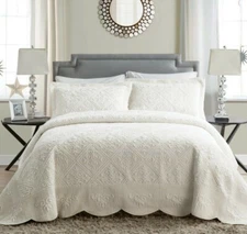 VCNY Home Westland Plush Quilted 2 Piece Bedspread Set, Queen, Ivory