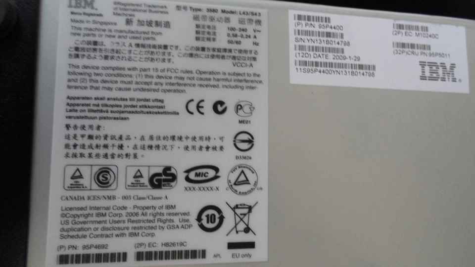 IBM 3580-L43 95P4400 Ultrium4 LTO4 SCSI External Drive 3580-S43 95P4692  - Image 3 of 4