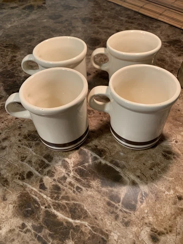 McCoy Pottery Coffee Cup Colonial Brown Stripe Cafe Diner Vintage USA READ