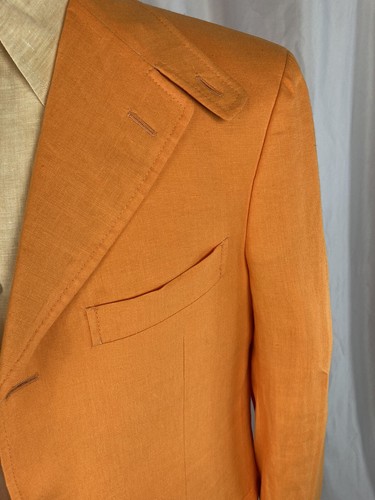 Etro Blazer Orange 50 3 button D Vent 100% Lino Italy - Picture 3 of 10