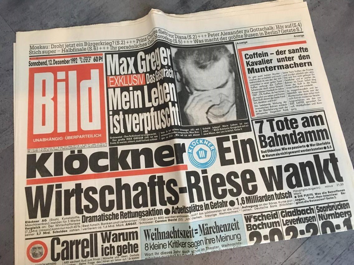 Bildzeitung Bild 12.12.1992 * gift 26. 27. 28. 29. 30th Birthday B-Day