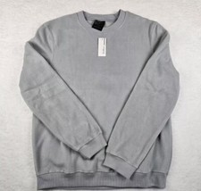 Fleece Pullover Gray Casual Comfort Crew Neck Sweater Sweat Shirt Medium