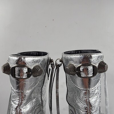 Balenciaga Le Cagole High Heel Booties Women's 7/37 Silver
