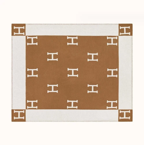 135X175CM Letter H Shawl Cashmere Blanket Orange Warm Throw Sofa Plaid Xmas Gift - Picture 14 of 41