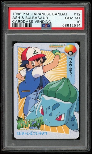 Pokemon Japanese Carddass 1998 012 Ash & Bulbasaur 12 Card PSA 10 68612514