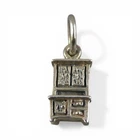 Sterling Silver Hoosier Cabinet Charm for Bracelet Small Vintage Brown County 3D