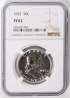 1957 Franklin Half Dollar 50C NGC PF67 Proof 90% Silver Coin
