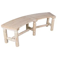 3 Ft. Cedar/Fir Wood Outdoor Wooden Curved Bench Rustic Style Log for Patio Gard