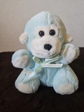 Vintage Hugfun Monkey Plush Stuffed Animal Blue White Small