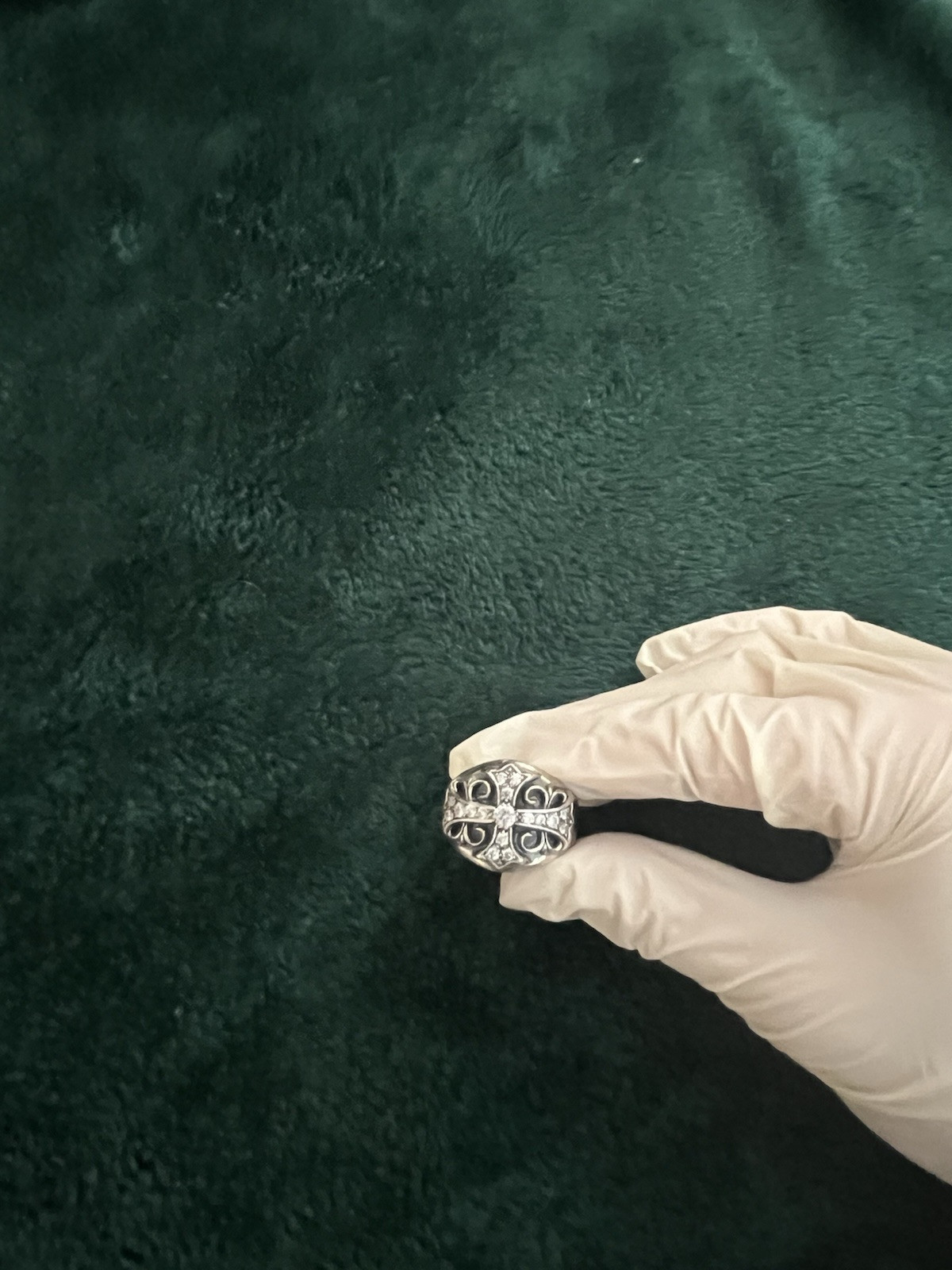 A Chrome Hearts 1992 Sterling Silver Cubic Zirconia Diamond Ring