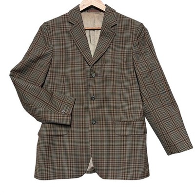 Vintage Dunn & Co Plaid Sport Coat Blazer Mens 40R Wool Shooting Hacking Field