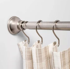 Dual Mount Nickel Finish Tapered Ends Shower Curtain Rod 44" to 72" Lengths