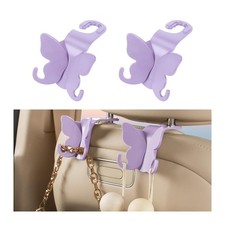 HZEL 2PCS Butterfly Headrest Hooks for Bags and Umbrellas, Purple