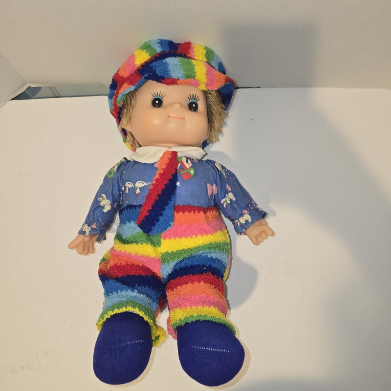 Ice Cream Doll Boy Blue Overalls Light Brown Wool Hair Vintage 80’s Toy