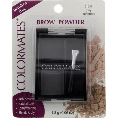 Colormates Eyebrow Powder, Grey/Soft Black 61631, 0.06 oz