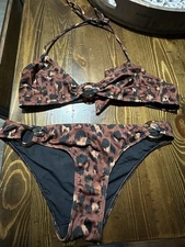 Sezane x YSE Womens Leopard Print Two Piece Bikini Set Size US Small