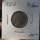 1931-S Buffalo Nickel 5C 3/4 Horn Circulated San Francisco Copper-Nickel Coin