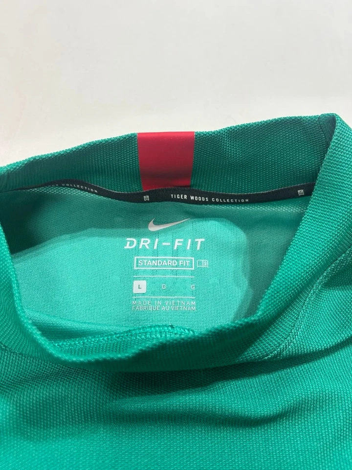 Camiseta deportiva de golf para hombre Nike Dri-Fit cuello falso verde colección Tiger Woods L Foto 4 de 4