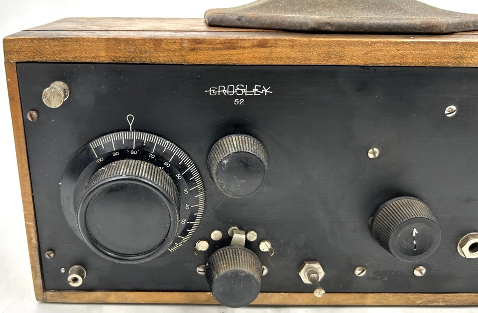 RARO! Radio de tres tubos Crosley 52 1924 con altavoz Crosley Musicone Foto 4 de 4