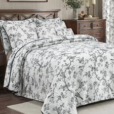 100 Cotton Quilt Size Bird Bedding Set Double Printing Lightweight King Black