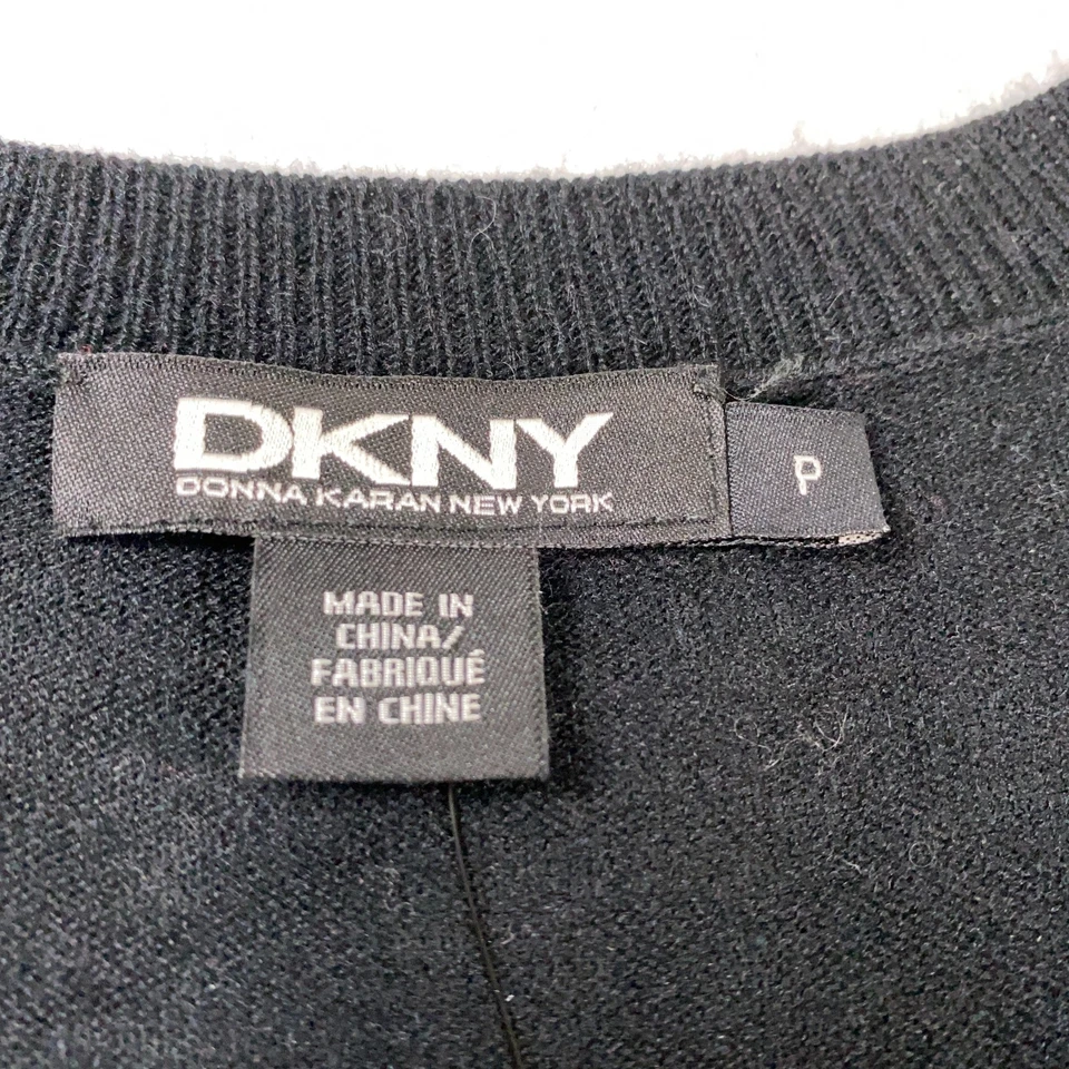 Suéter DKNY Mujer Talla XS Negro Rayas Pullover Cuello Redondo Manga Larga Nuevo con Etiquetas Foto 4 de 4