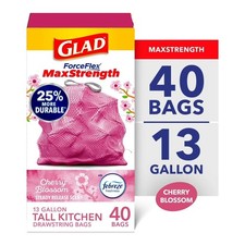 Tall Kitchen Drawstring Trash Bags 13 Gallon Cherry Blossom Scent 40 Count